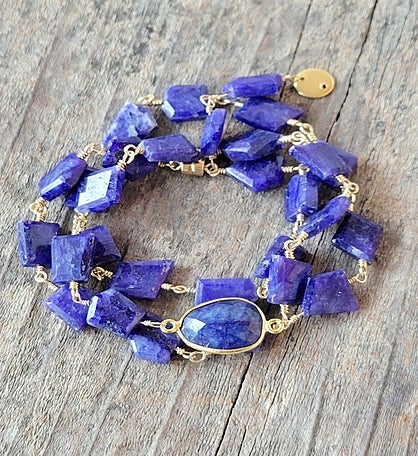 Hana Two In One Wrap Bracelet/necklace With Magnet Sapphire