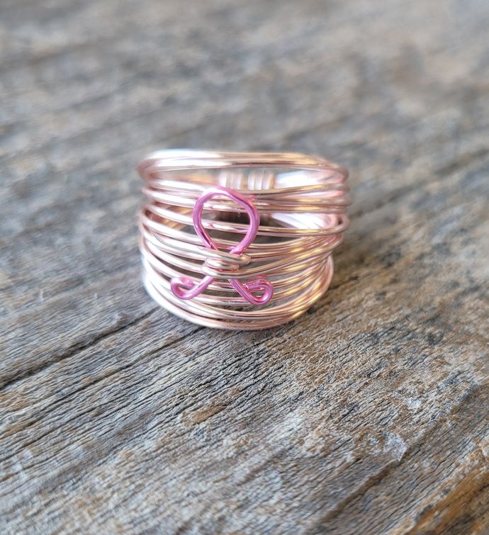Marcia Ring In Rose Gold With Breast Cancer Ribbon
