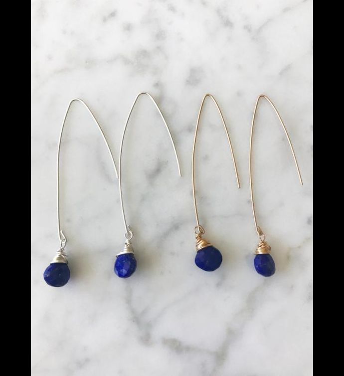 Jill Long Wire Drop Earrings In Sapphire