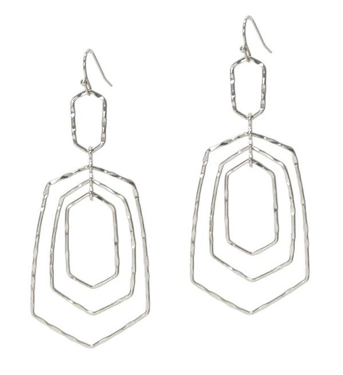 Silver Multi Wire Hexagon Earring