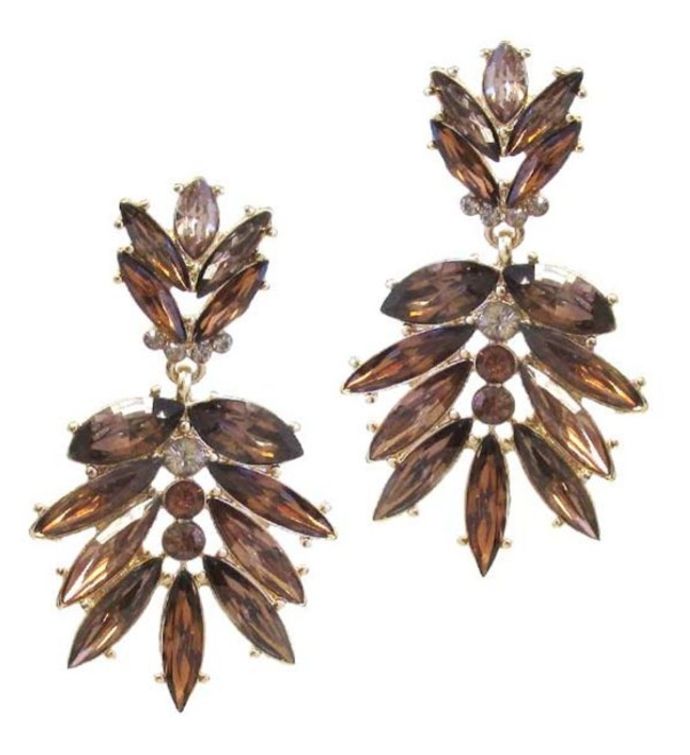 Gold Multi Crystal Mix Drop Earring