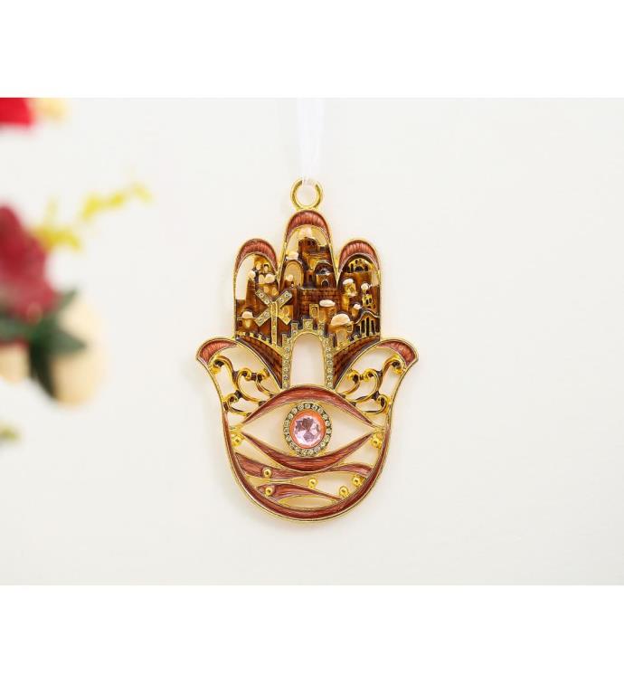 Matashi Hanging Hamsa Red City Wall Decor Ornament W/ Crystals Home Décor