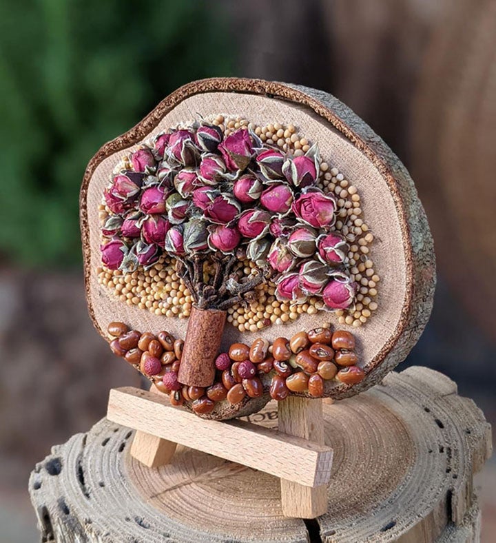 Handcrafted Rose Tree Desktop Nature Art