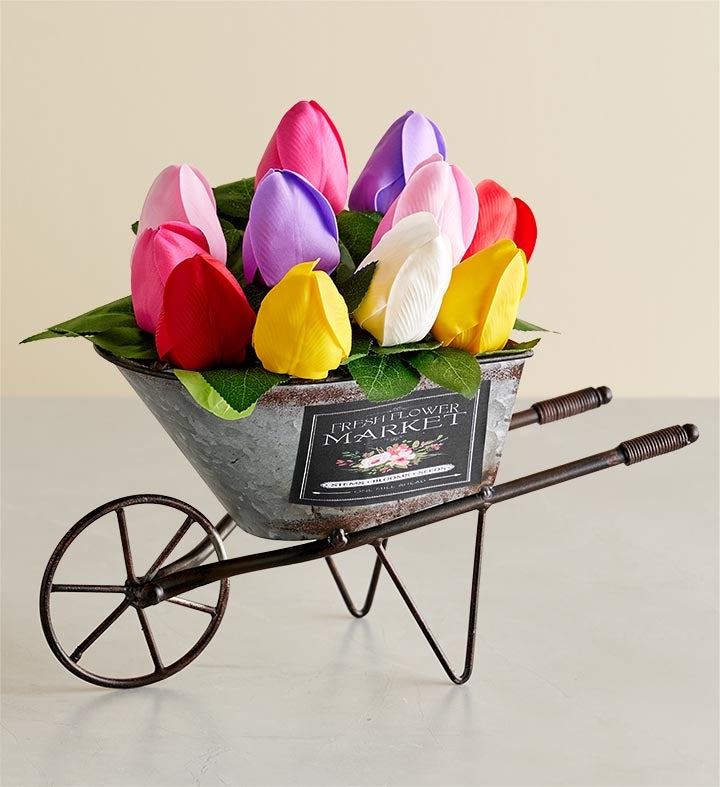 Spring Tulip Market Wheelbarrow Soap Flowers