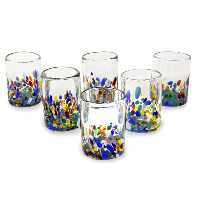 Mexican Blown Glass Drinking Glasses Confetti