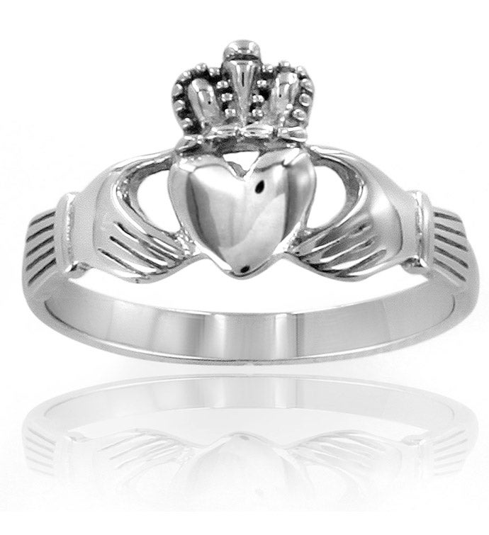 Women's Polished Irish Claddagh Stainless Steel Ring