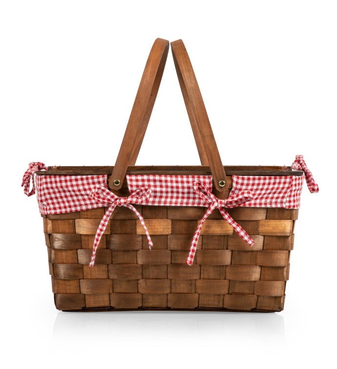 Kansas Handwoven Wood Picnic Basket