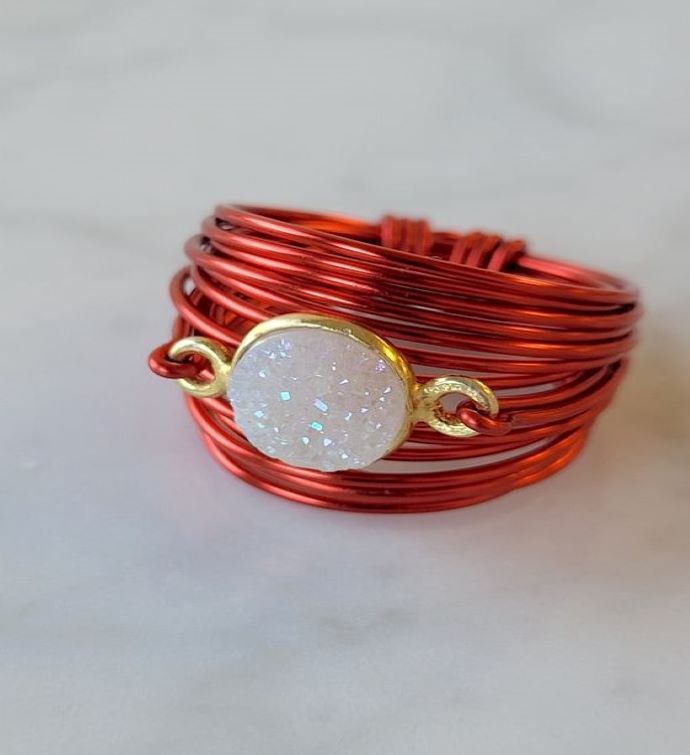 Torrey Ring In Red With White Druzy