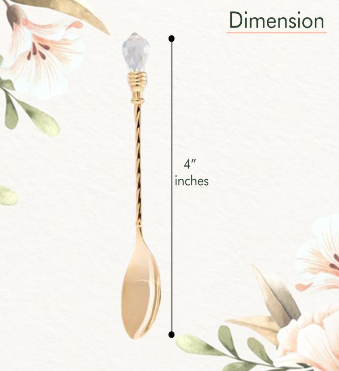 24k Gold Plated Crystal Topped Dessert Spoons By Matashi