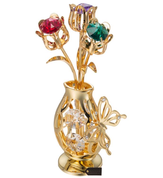 Gold Plated Flower Bouquet And Vase