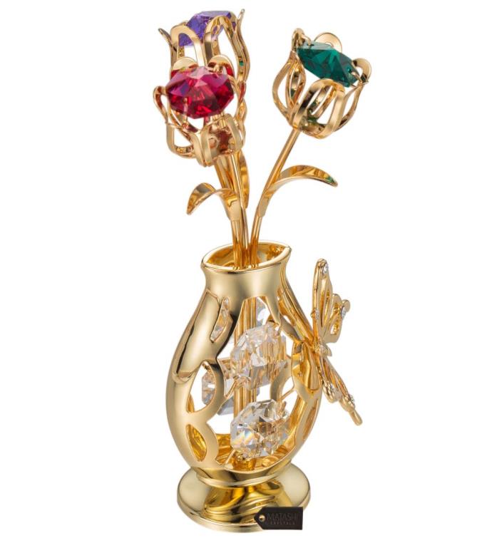 Gold Plated Flower Bouquet And Vase