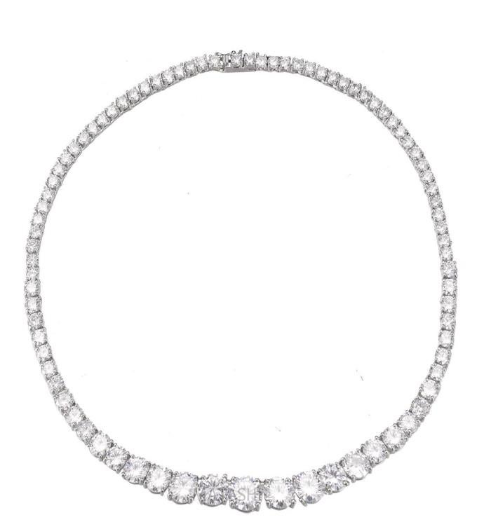 Matashi Rhodium Plated Earrings & Necklace Set Women's Fashion Jewelry
