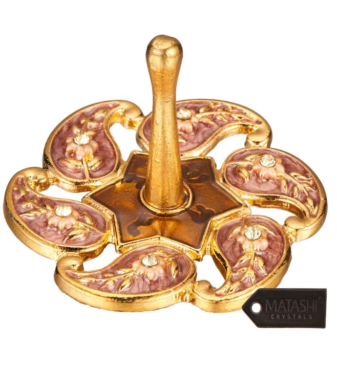 Hand-painted Red Floral Spinning Dreidel Holiday Ornaments (pewter)