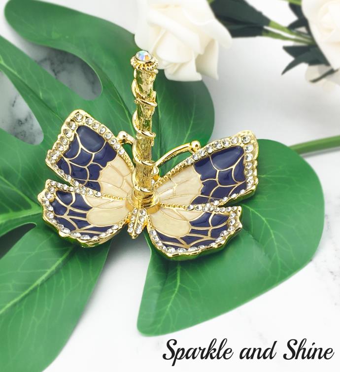 Gold Plated Butterfly Jewelry Ring Holder By Matashi