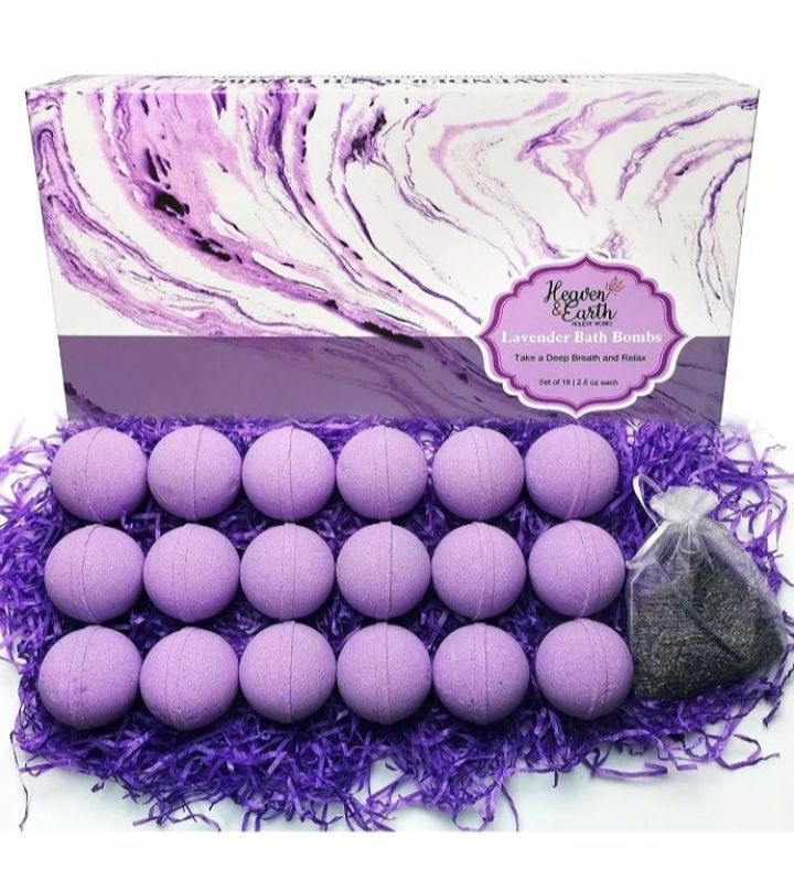 Lavender Bath Bombs Gift Set. Natural, Essential Oils, With Gift Card