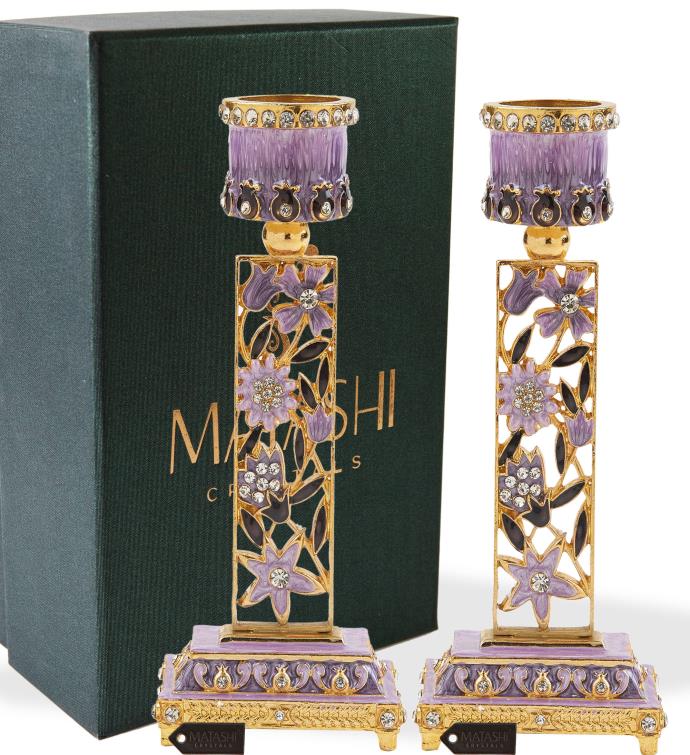 Matashi Hand-painted Shabbat Candlestick (2-piece Set)