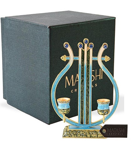 Matashi Oil Candle Holders Displays 2 Candles Intricate Details Crystals