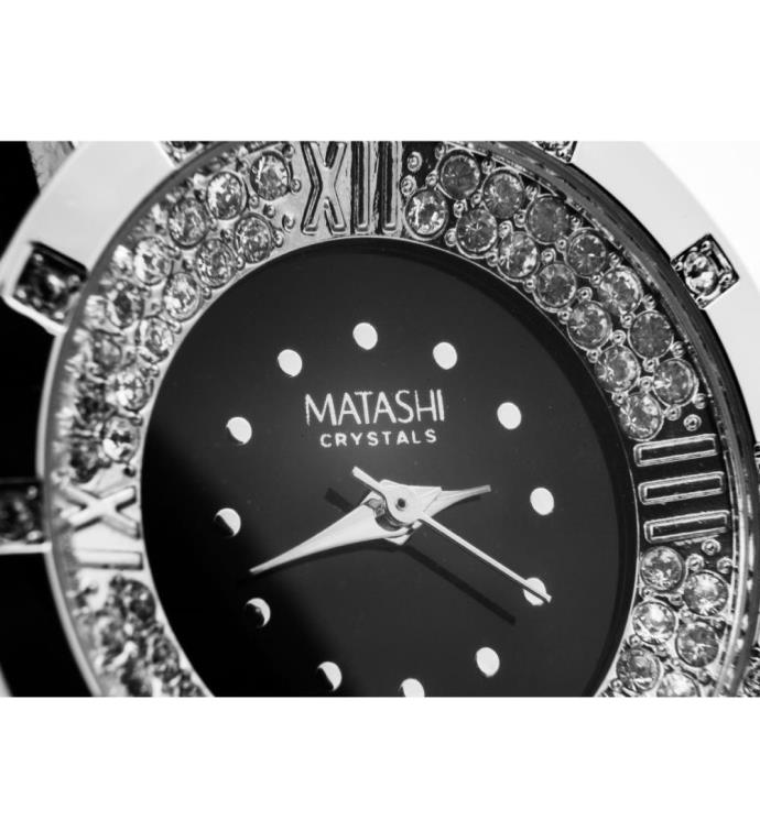 Matashi 18k White Gold Plated Woman's Watch With Adjustable Band Links