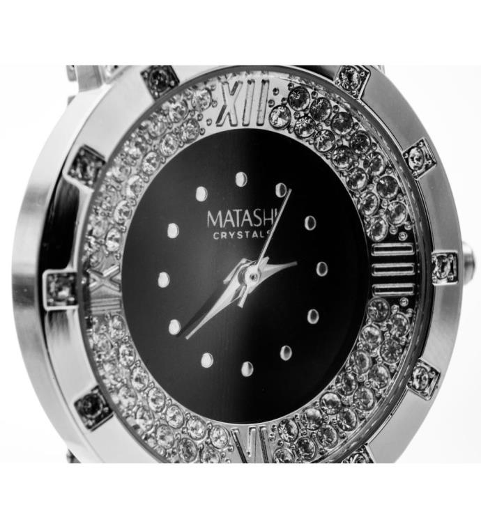 Matashi 18k White Gold Plated Woman's Watch With Adjustable Band Links