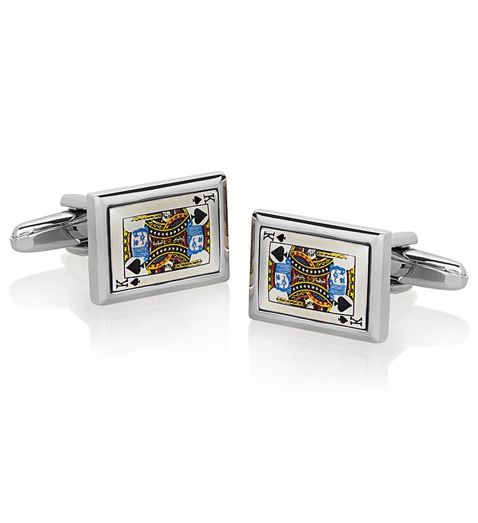 Men's Polished King Of Spades Cuff Links