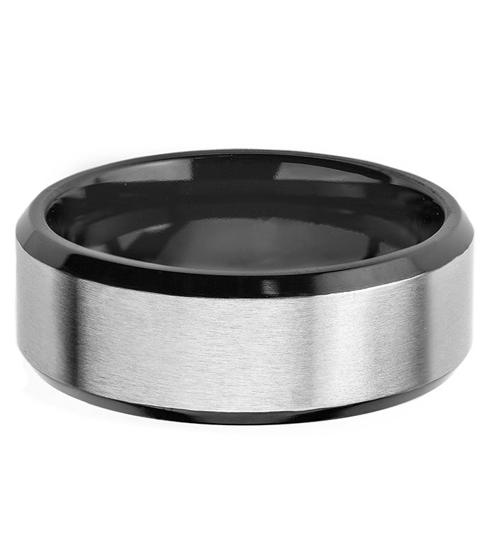 Men's Two-tone Titanium Brushed Finish Ring