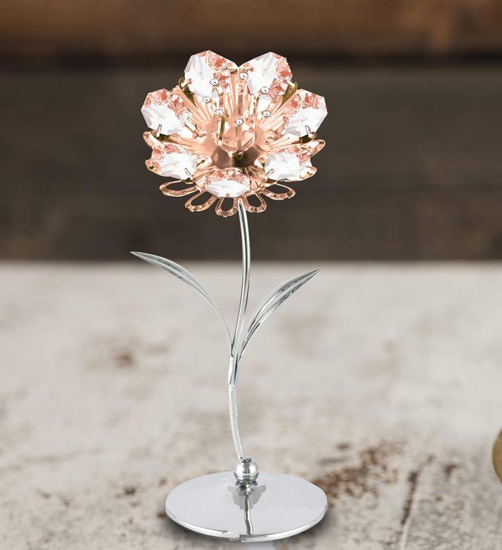 Chrome & Rose Plated Sunflower Figurine