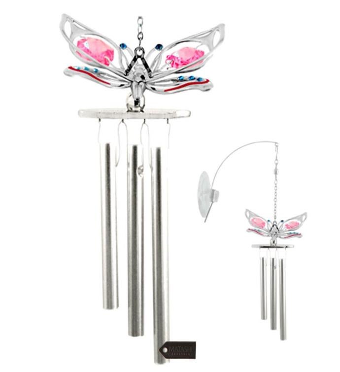 Matashi Chrome Plated Silver Color Butterfly Decorative Wind Chime