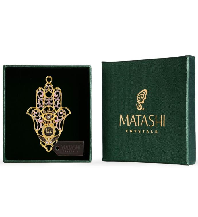 Matashi Hanging Hamsa With Evil Eye Wall Décor Ornament W Crystals  pewter