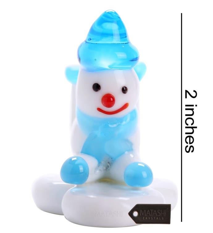 Matashi Murano Christmas Winter Decorative Glass Snowman Figurine - Blue