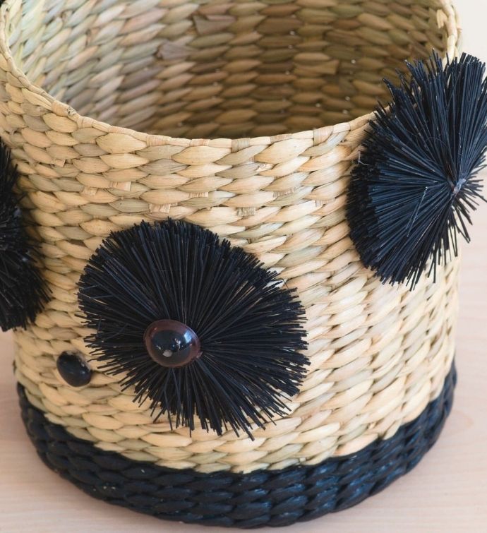 Panda Straw Basket Planter