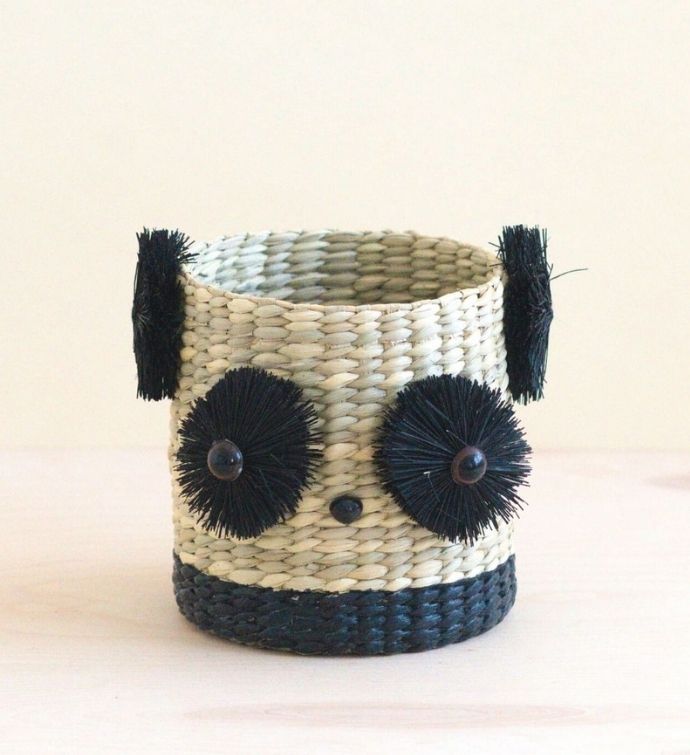 Panda Straw Basket Planter