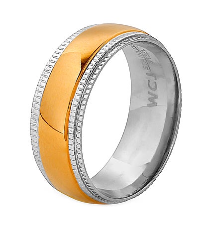 Gold And Silver Plated Stainless Steel Ridged Edge Ring