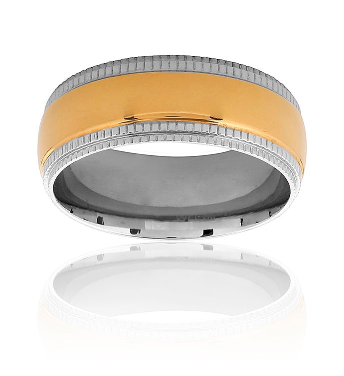 Gold And Silver Plated Stainless Steel Ridged Edge Ring