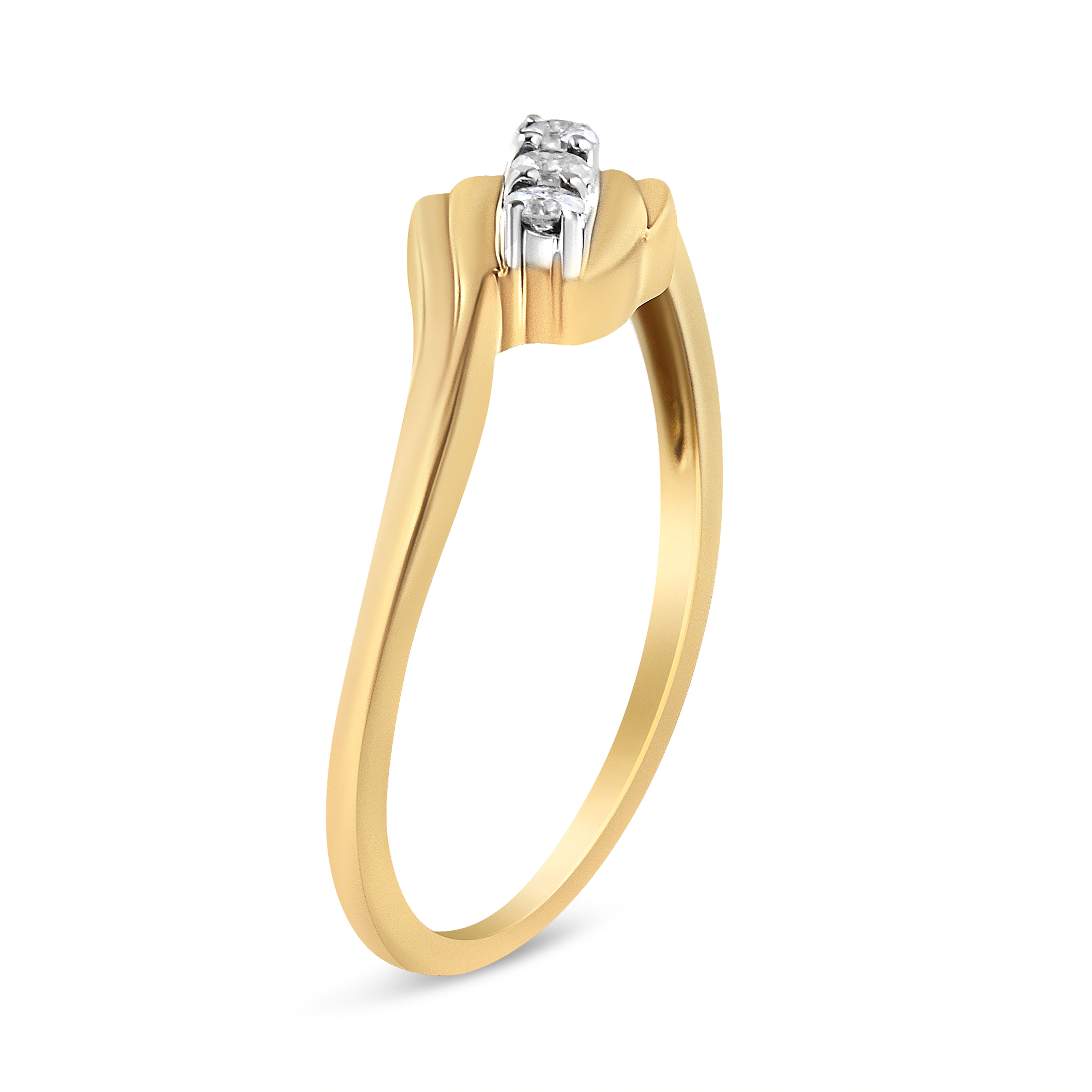 Yellow Gold Over Silver 1/10ct Three-stone Diamond Ring