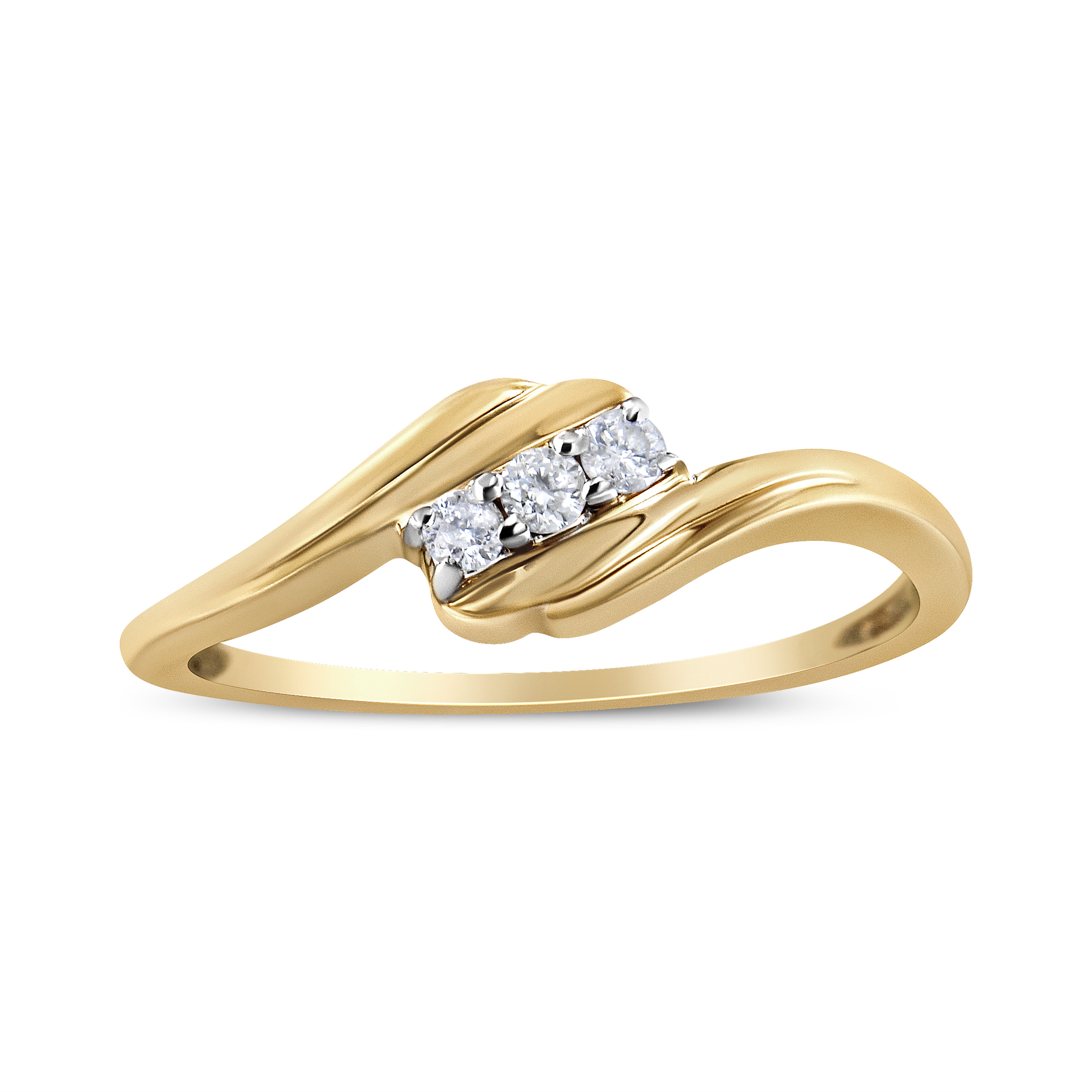 Yellow Gold Over Silver 1/10ct Three-stone Diamond Ring