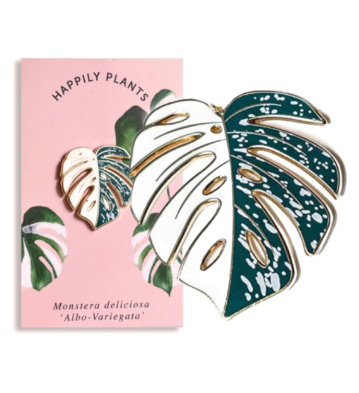 Variegated Monstera Deliciosa Hard Enamel Pin Brooch