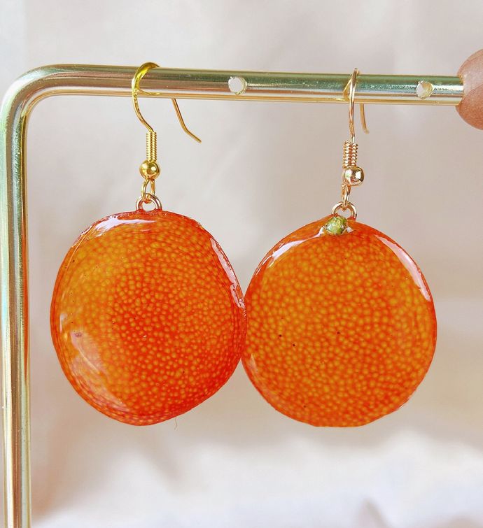 Dried Orange Kumquat Handmade Resin Earrings