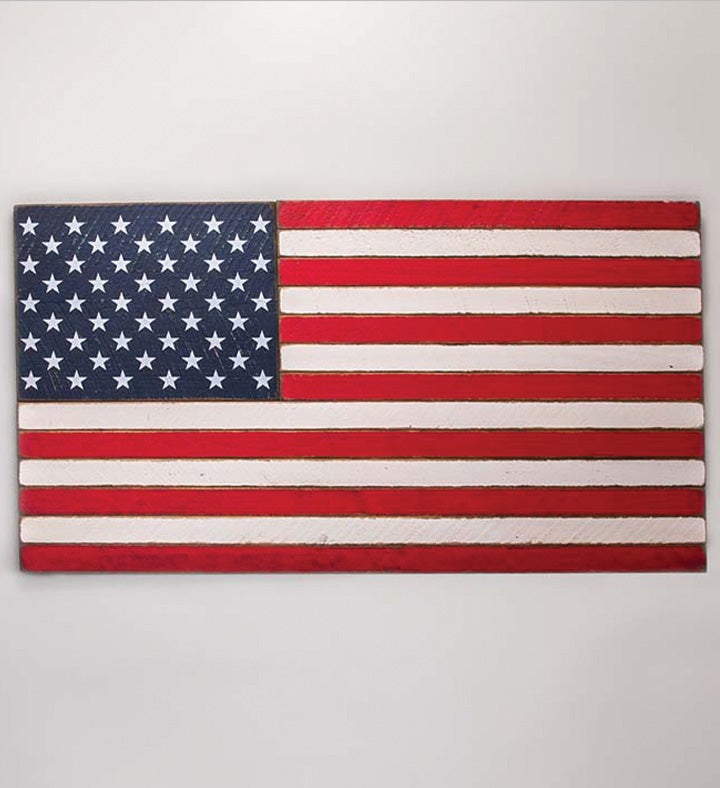 50 Stars Wooden American Flag