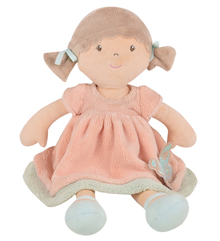 Pia - Lt. Brown Hair In Peach & Blue Dress