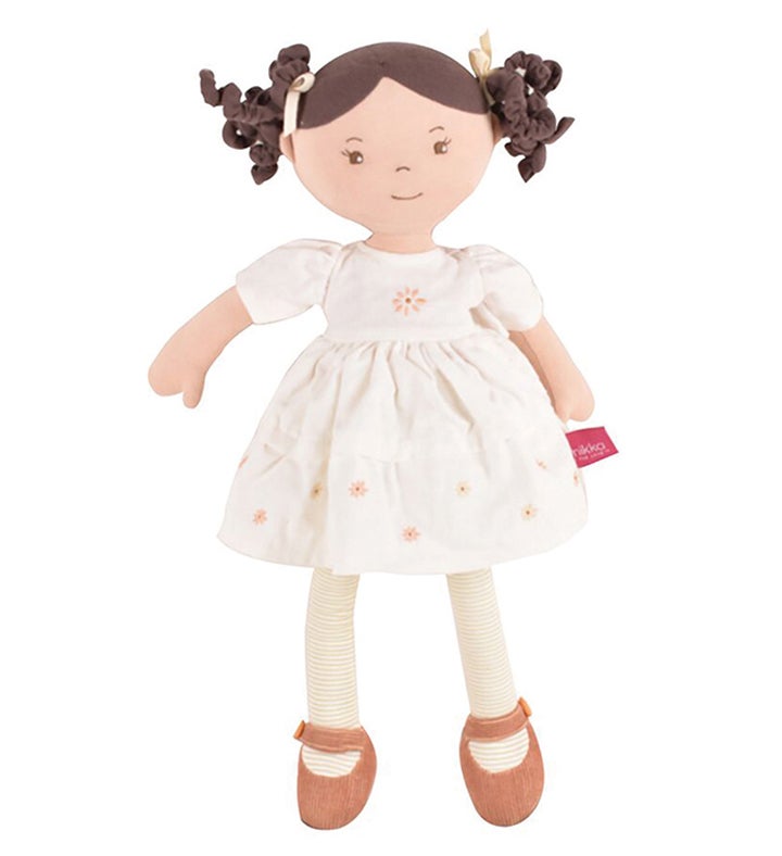 Cecilia   Dark Brown Hair In Cream Linen Dress With Display Box