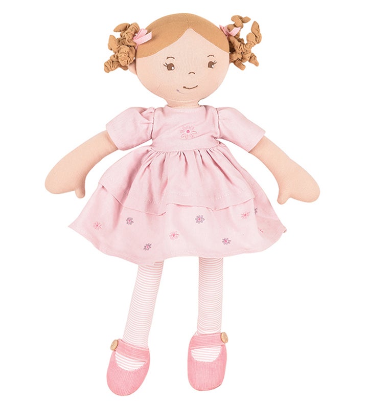 Amelia Lt. Brown Hair Doll In Pink Linen Dress With Display Box