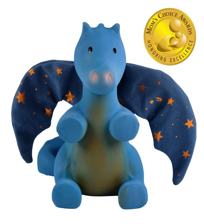Midnight Dragon   Organic Natural Rubber Rattle With Crinkle Wings