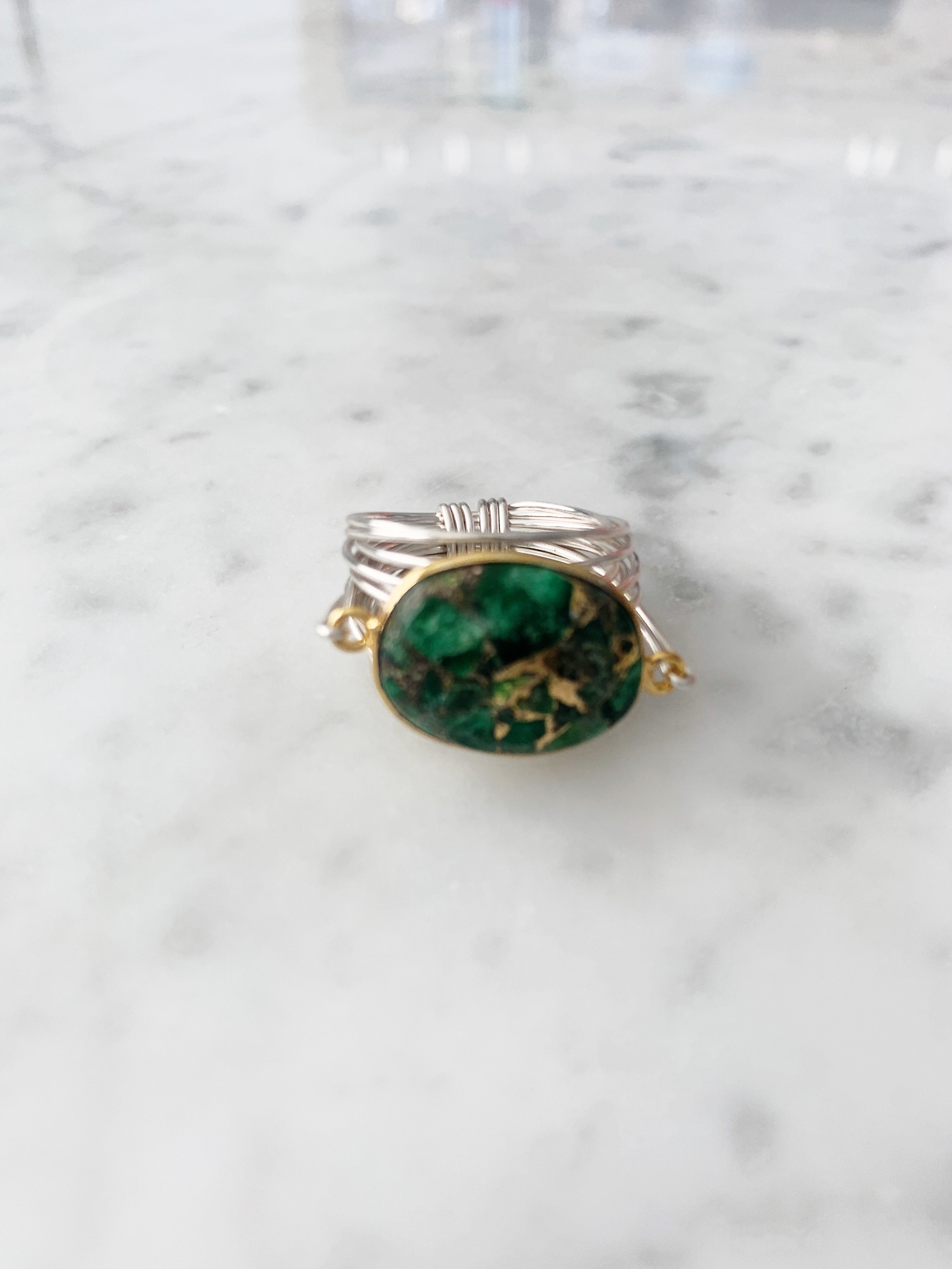 Torrey Ring in Green Mojave Cu Turquoise