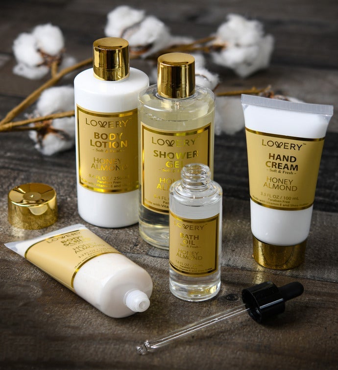 Luxury Bath & Shower Package   Spa Kit,  Honey Almond Scent