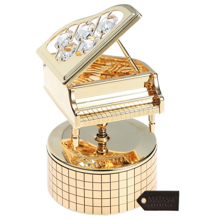 Matashi 24k Gold Plated  Wind Up Music Box Plays