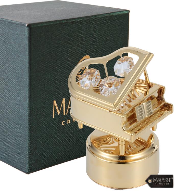 Matashi 24k Gold Plated  Wind Up Music Box Plays