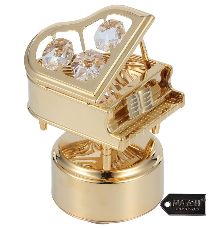 Matashi 24k Gold Plated  Wind Up Music Box Plays