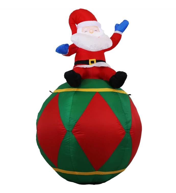 Inflatable Christmas Decoration   6 foot Santa Sitting On Ball