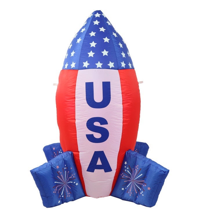 American Rocket Ship Patriotic Inflatable Decoration   4 foot