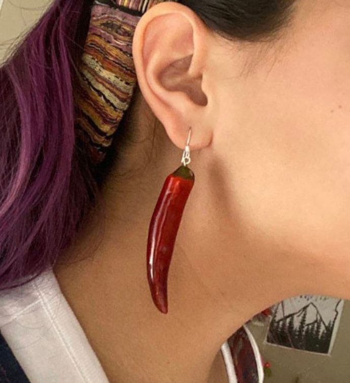 Real Flowers Coated In Frame Hoop Earrings